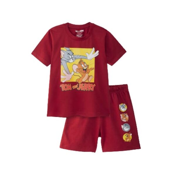Kids Cotton Official Tom & Jerry Co ord Set for Boys & Girls, T Shirt and Shorts for Casual Wear