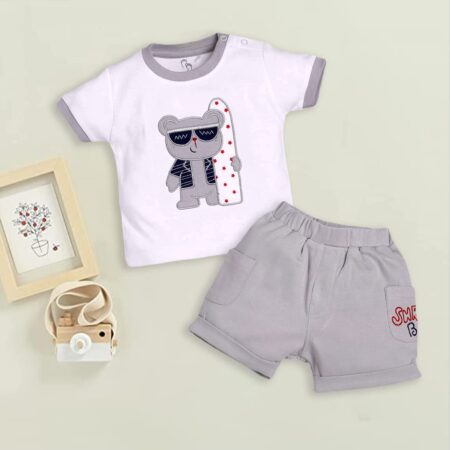 100% Pure Cotton T-shirt and Shorts Set for Baby Boys