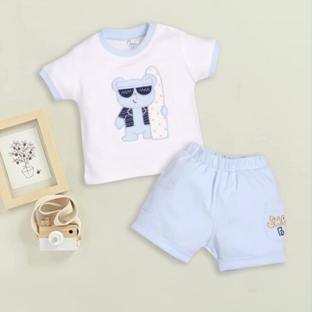 100% Pure Cotton T-shirt and Shorts Set for Baby Boys