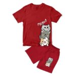 Boys Co ord Clothing set Printed Tshirt & Shorts, 3 Cats Meow Printed Design Half Sleeves Coord (Tshirt and Short) || 100% Pure Soft Cotton ||Girls & Boys || Washable, Breathable, Unisex