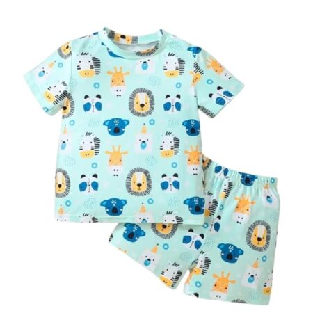 Boys Printed Cotton Blend Casual wear Comfortable Cap Sleeve Co-ord Set