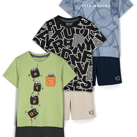 Boys Dress Clothing Set Combo with Tshirts & Shorts - Pack 3
