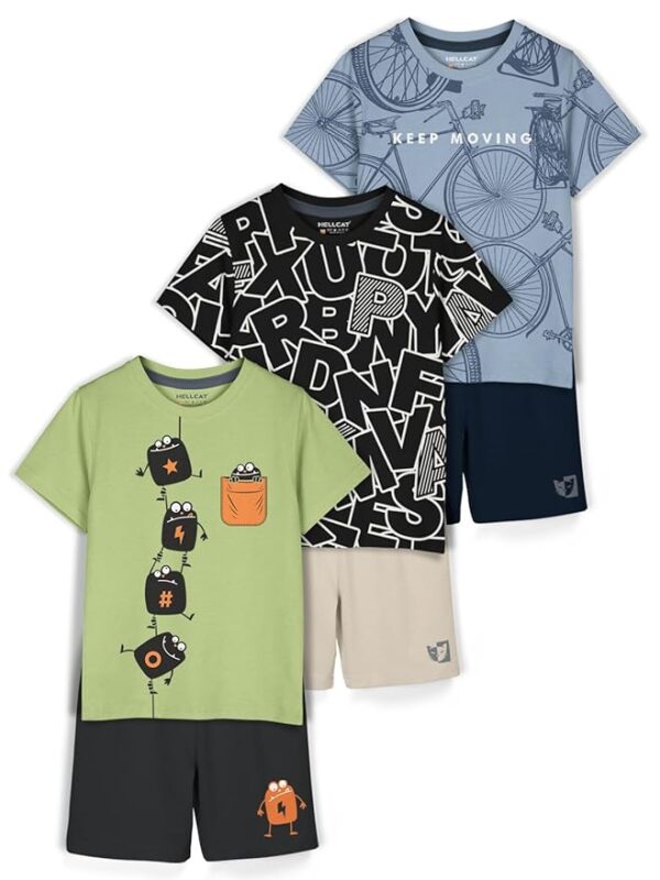 Boys Dress Clothing Set Combo with Tshirts & Shorts - Pack 3