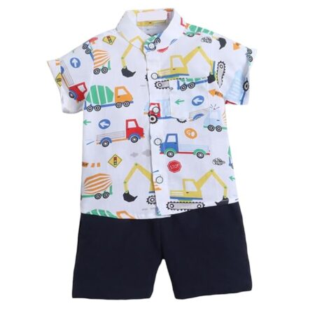 Boy's Cotton Printed Shirts & shorts set