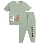 Kids Co-Ord Set Boys & Girls Cotton T-Shirts and Pyjamas Sets | Toddlers Tracksuit | Clothing Combo | Coordinated Outfit (Green, 4-5 Years)