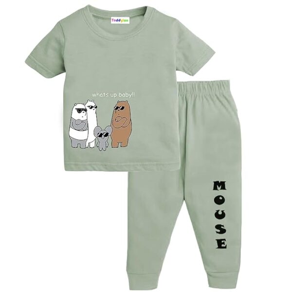 Kids Co-Ord Set Boys & Girls Cotton T-Shirts and Pyjamas Sets | Toddlers Tracksuit | Clothing Combo | Coordinated Outfit (Green, 4-5 Years)