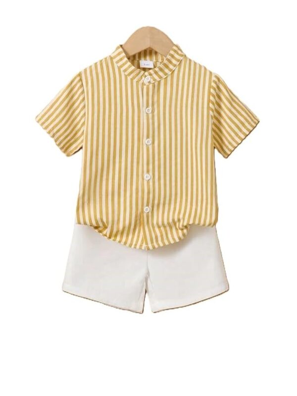 Baby Boy Summer Clothing Set Toddler Button Down Printed Shirts with Shorts Short Sleeve Top Shorts Outfit Fancy Co-ords Set Kid's