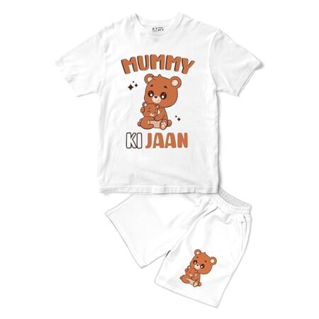Boys Cord set Printed Tshirt & Shorts, Mummy Ki Jaan Printed Design Half Sleeves CO-ORD(Tshirt and Short) || 100% Pure Soft Cotton || For Girls and boys || Washable, Breathable, Unisex