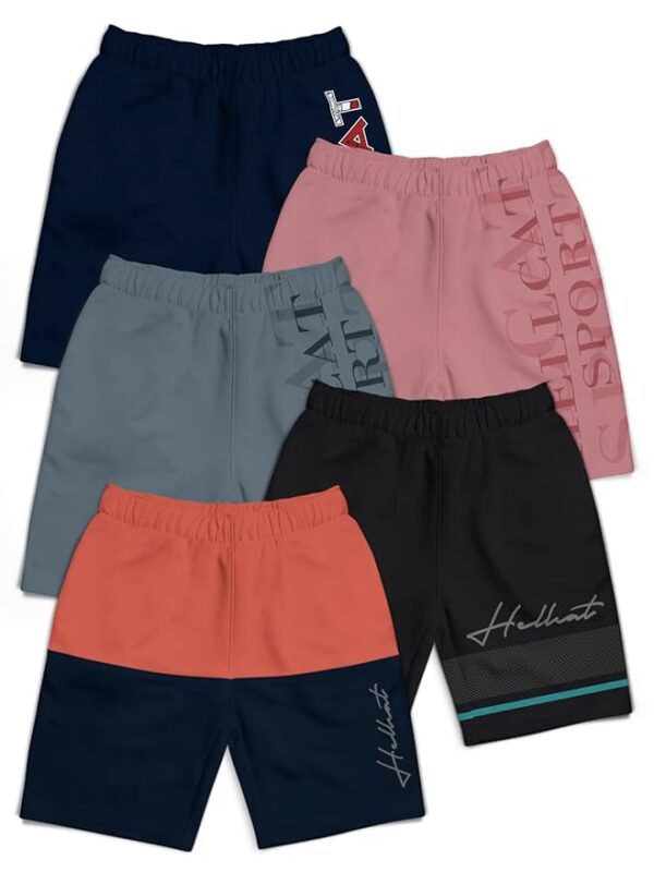 Pack of 5 Trendy Typographic Printed Mid rise Shorts for Boys
