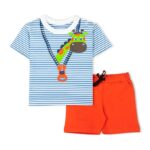 Baby Boys & Baby girls Cotton Printed Round Neck Half Sleeve T-shirt & Short Sets
