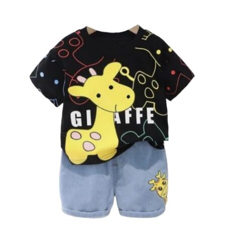 T-shirt and Short Set for Baby Boys & Baby Girls, Printed Half Sleeves Clothing Set for Kids