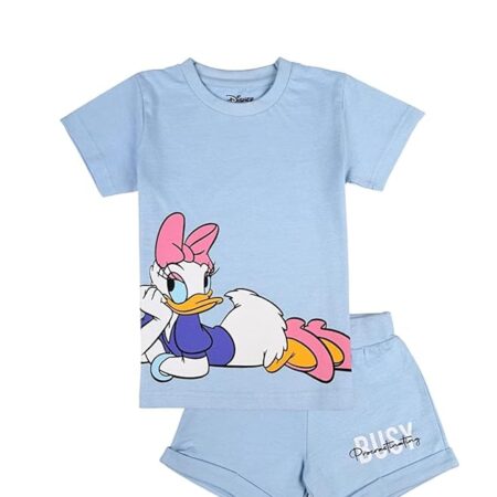 Kids Cotton Cartoon Characters and Printed Co-ord Sets for Girls, T-Shirt and Shorts for Casual Wear