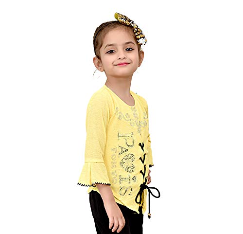 Baby Girls Printed Pearl Embroidered Casual Top Size -1 to 2 Year (Pack of -1) Yellow