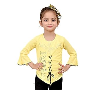Baby Girls Printed Pearl Embroidered Casual Top Size -1 to 2 Year (Pack of -1) Yellow
