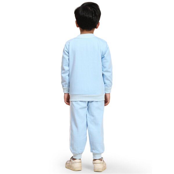 Kids Winter Wear Strip Tracksuit Jacket with Pants Clothing Set for Boys & Girls
