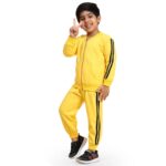Kids Winter Wear Strip Tracksuit Jacket with Pants Clothing Set for Boys & Girls