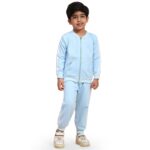 Kids Winter Wear Strip Tracksuit Jacket with Pants Clothing Set for Boys & Girls