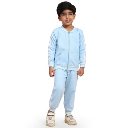 AMEEHA Kids Winter Wear Strip Tracksuit Jacket with Pants Clothing Set for Boys & Girls