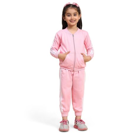 Kids Winter Wear Strip Tracksuit Jacket with Pants Clothing Set for Boys & Girls