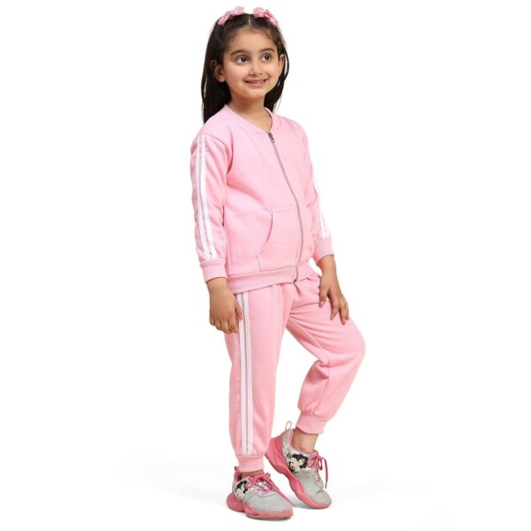 Kids Winter Wear Strip Tracksuit Jacket with Pants Clothing Set for Boys & Girls
