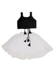 Kid's baby girl's designer Printed cotton Blend crop top and naylon soft net knee lenth skirt clothing set