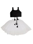 Kid's baby girl's designer Printed cotton Blend crop top and naylon soft net knee lenth skirt clothing set