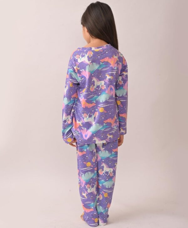 Pure Cotton Printed Pyjama Set for Girls | Sleepwear | Night Suit, Night Wear | Long Sleeves T-Shirt & Pyjama | Regular Wear | 0-14 Years