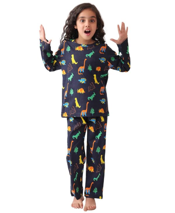 Pure Cotton Printed Pyjama Set for Girls | Sleepwear | Night Suit, Night Wear | Long Sleeves T-Shirt & Pyjama | Regular Wear | 0-14 Years