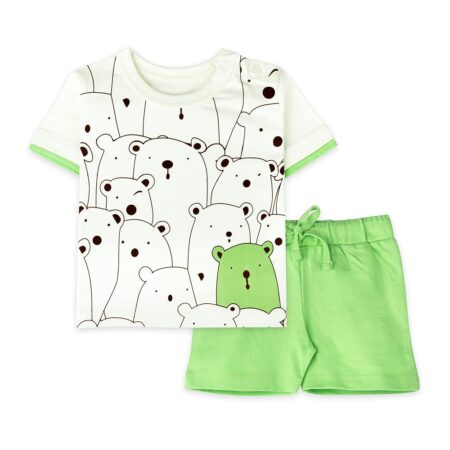 Baby Boys & Baby girls Cotton Printed Round Neck Half Sleeve T-shirt & Short Sets