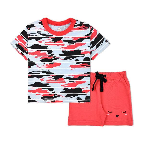 Baby Boys & Baby girls Cotton Printed Round Neck Half Sleeve T-shirt & Short Sets