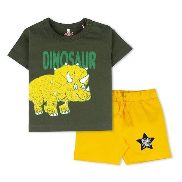 Baby Boys & Baby girls Cotton Printed Short Latest Summer Clothing Sets-Green-rhino