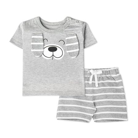 Baby Boys & Baby girls Cotton Printed Short Latest Summer Clothing Sets-Grey Dog