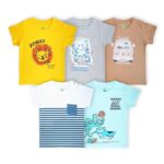 Baby Boys & Girls 100% Cotton Printed Multicolor Half Sleeve T Shirts-1121