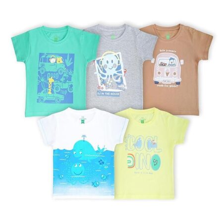 Baby Boys & Girls 100% Cotton Printed Multicolor Half Sleeve T Shirts-1122