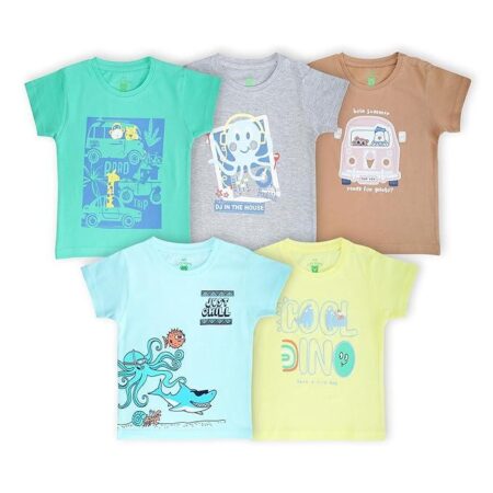 Baby Boys & Girls 100% Cotton Printed Multicolor Half Sleeve T Shirts-1123