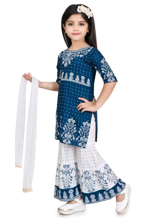 Baby Girls Ethnic Rayon Kurta Sharara Set with Dupatta (Size 2 Year & Up to 10 Year) (5-6 Years, Pink)
