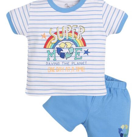 100% Pure Cotton T-shirt and Shorts Set for Baby Boys