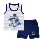 Cotton Cute Dinosaur Shark Pony Cartoon Kid Sleeveless Vest T-Shirt Shorts Set For Baby Boy's & Girls