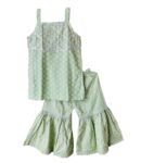 Cotton Gota Work Girl's Ethnic Suit Sleeveless Top Kurta With Sharara Palazzo Pant Traditional Clothing Set For Toddler & Tween Girls