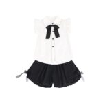 Floral Embroidered Cotton Sleeveless Ruffle Top and Shorts Clothing Set for Infant Toddler Baby Girl
