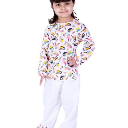 Girls Cotton Full Sleeve Printed Night Suit