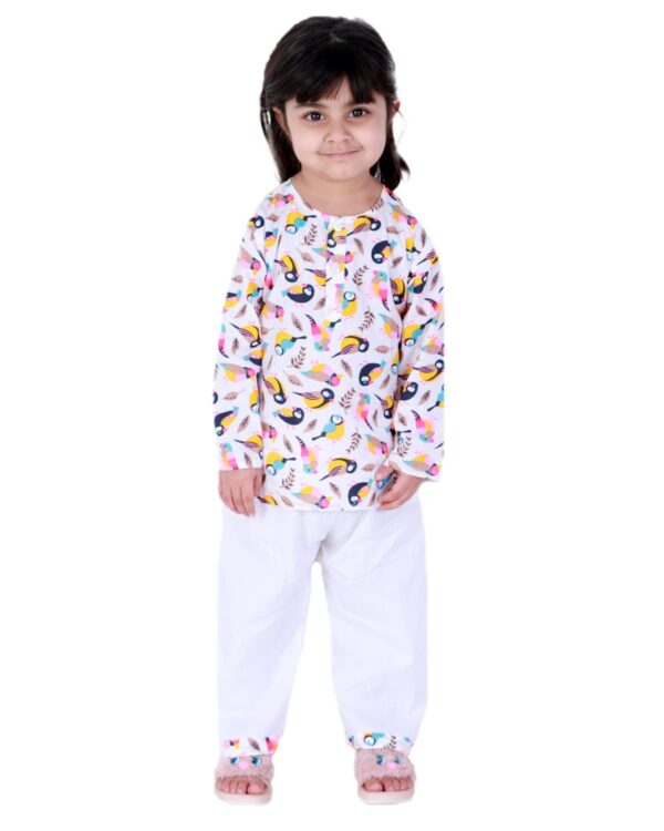 Girls Cotton Full Sleeve Printed Night Suit
