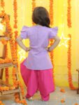 Hand Embroidered Silk Kurti Salwar with Dupatta for Girls- (Set of 1) Solid/Printed colorful full length fully stitched regular fit Ethnic wear dress for Kids