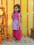 Hand Embroidered Silk Kurti Salwar with Dupatta for Girls- (Set of 1) Solid/Printed colorful full length fully stitched regular fit Ethnic wear dress for Kids