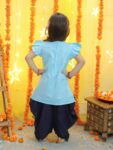 Hand Embroidered Silk Kurti Salwar with Dupatta for Girls- (Set of 1) Solid/Printed colorful full length fully stitched regular fit Ethnic wear dress for Kids