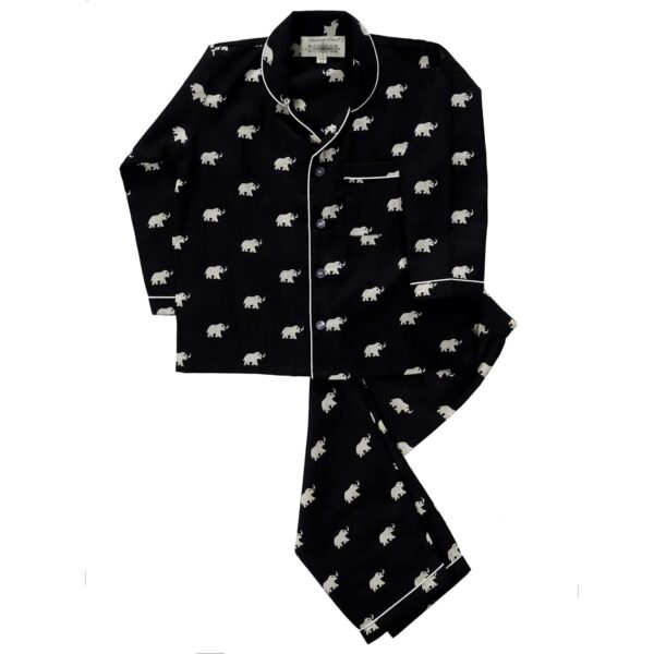Boy's & Girl's Cotton Block Printed Night Suit Pack of 1 (2-3 Years, Black Elephant)