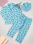 Cartoon Printed Cotton Night Suit | Sleep Wear | Boys Girls Full Sleeves T-Shirt with Trouser | Night Dress | Sleepsuit for Baby | Bottom Pyjama Set for Kids