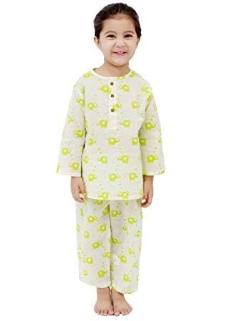 Boys & Girls l Cartoon Design Cotton Night Suit | Kids Light Green Sleepsuit | Girl Pajama Set | Nightwear Suit Girls | Baby Dress | Kids T-Shirt & Pajama | Sleepwear...