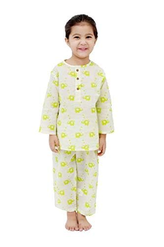 Boys & Girls l Cartoon Design Cotton Night Suit | Kids Light Green Sleepsuit | Girl Pajama Set | Nightwear Suit Girls | Baby Dress | Kids T-Shirt & Pajama | Sleepwear...