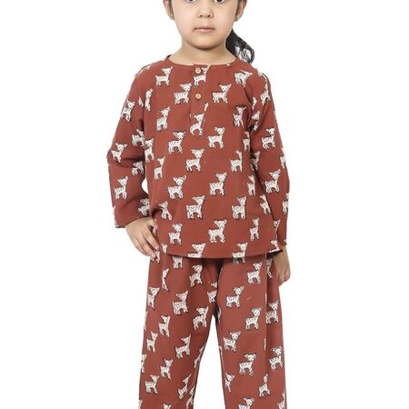 Cotton Night Suit for Boys & Girls | Pajama Sets | Baby Top & Pant | Kids Dress | Printed Night Dress | Sleepwear Suit | P-3